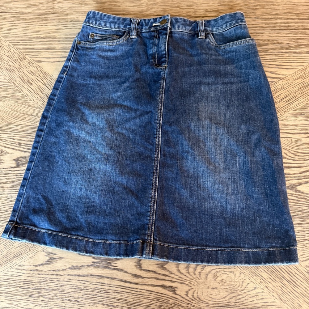 Boden Denim Mini Skirt Dark Wash A-Line 5-Pocket Blue Cotton Jean Skirt Size 6L